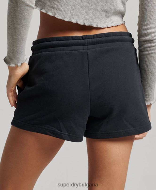 Superdry облекло N00H3100 военноморски флот Жени винтидж шорти от трико с бродирано лого