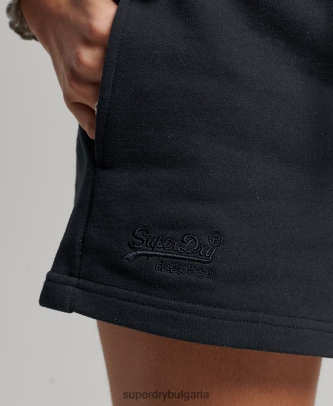 Superdry облекло N00H3100 военноморски флот Жени винтидж шорти от трико с бродирано лого