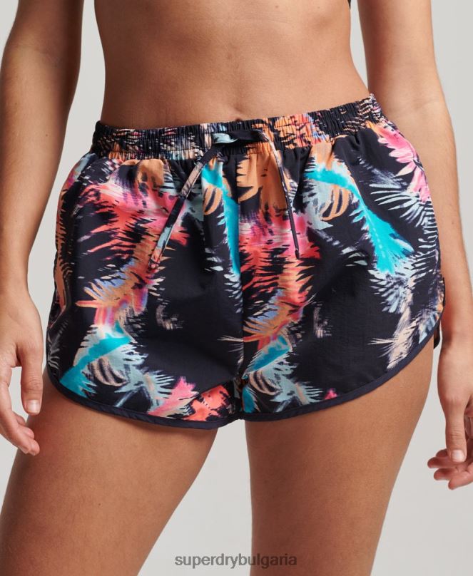 Superdry облекло N00H3101 син Жени плажни шорти с принт