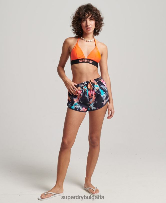 Superdry облекло N00H3101 син Жени плажни шорти с принт