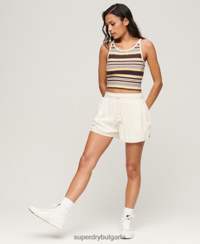 Superdry облекло N00H3103 сметана Жени ретро плажни шорти