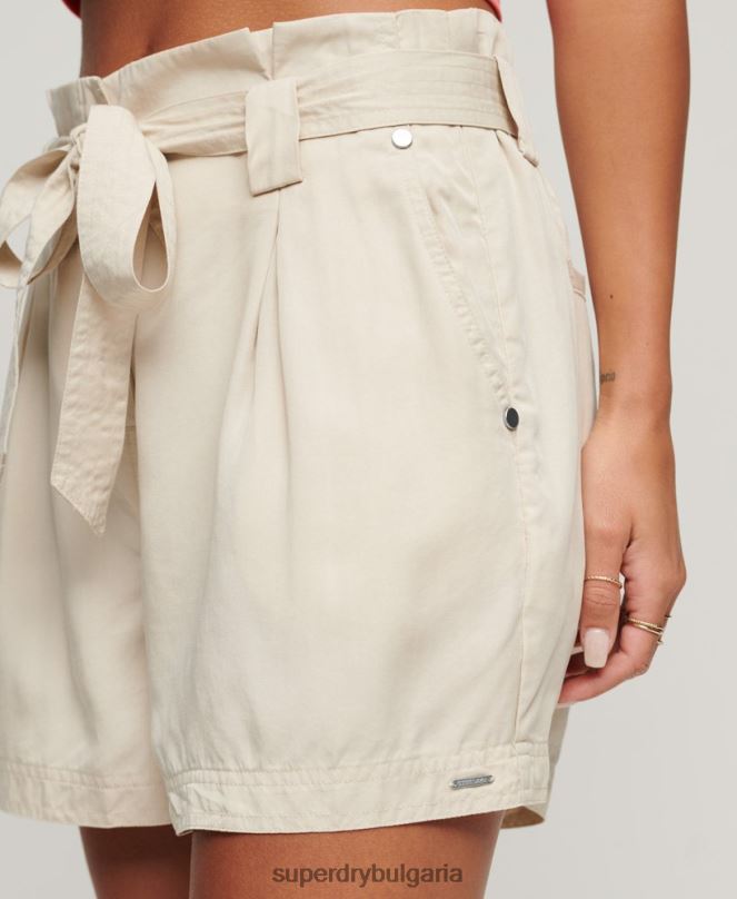 Superdry облекло N00H3106 бежово Жени пусти къси панталони