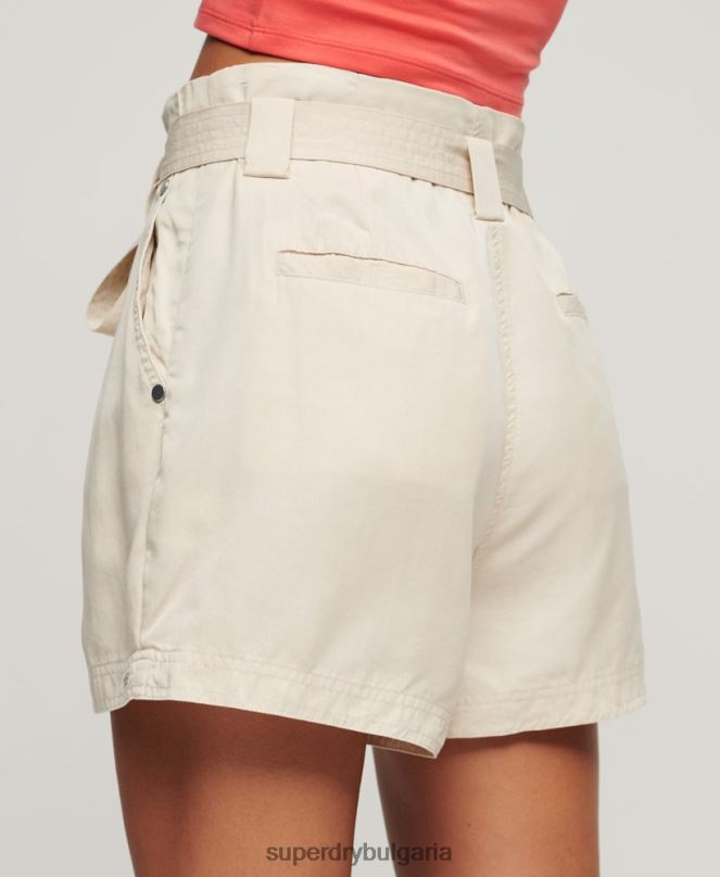 Superdry облекло N00H3106 бежово Жени пусти къси панталони