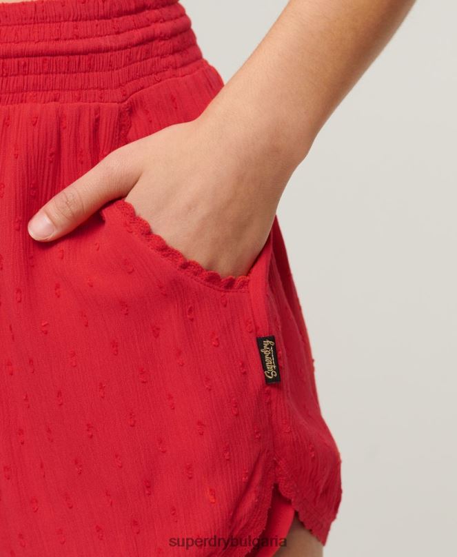 Superdry облекло N00H3108 червен Жени ретро плажни шорти