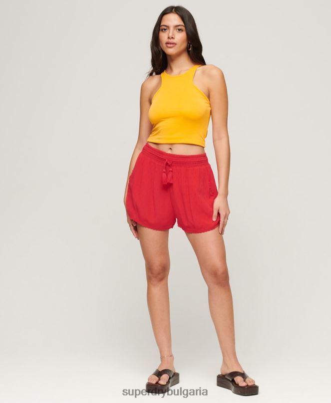 Superdry облекло N00H3108 червен Жени ретро плажни шорти