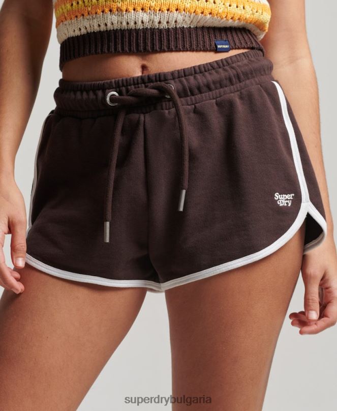 Superdry облекло N00H3111 кафяво Жени винтидж шорти от трико