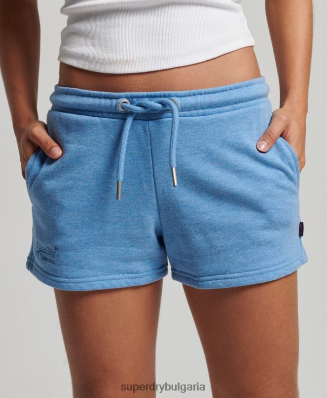 Superdry облекло N00H3113 син Жени винтидж шорти от трико с бродирано лого