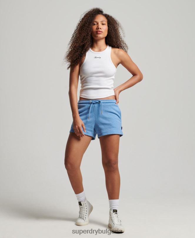 Superdry облекло N00H3113 син Жени винтидж шорти от трико с бродирано лого
