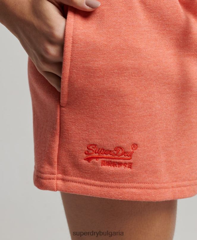 Superdry облекло N00H3114 корал Жени винтидж шорти от трико с бродирано лого