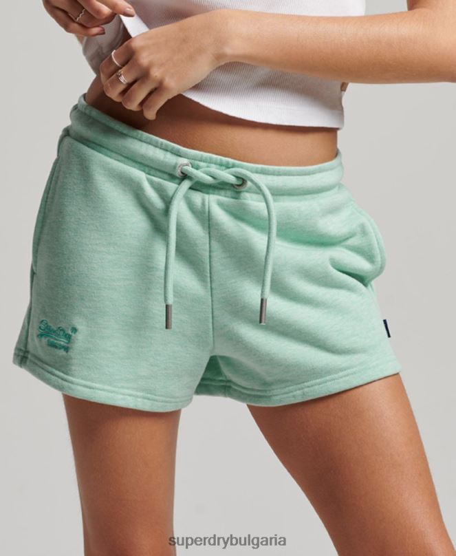 Superdry облекло N00H3116 зелено Жени винтидж шорти от трико с бродирано лого