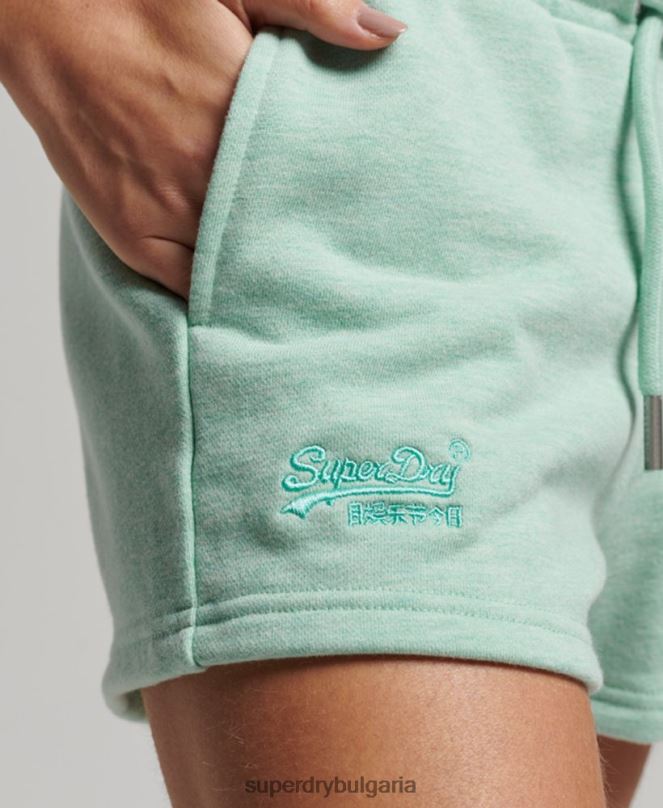 Superdry облекло N00H3116 зелено Жени винтидж шорти от трико с бродирано лого