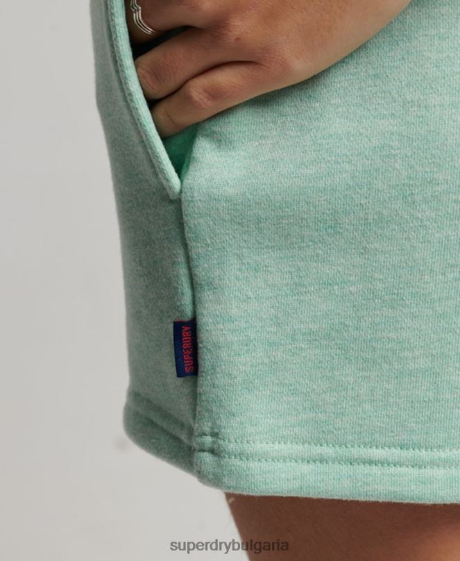 Superdry облекло N00H3116 зелено Жени винтидж шорти от трико с бродирано лого