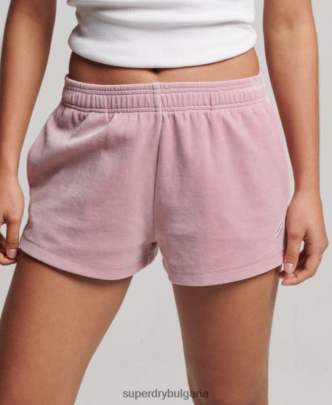 Superdry облекло N00H3120 розово Жени шорти от велур с лого