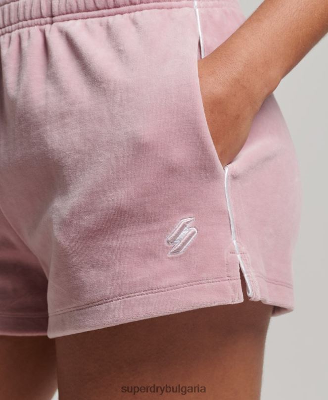 Superdry облекло N00H3120 розово Жени шорти от велур с лого