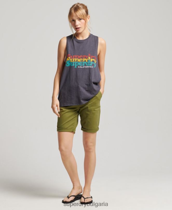 Superdry облекло N00H3121 зелено Жени градски чино шорти