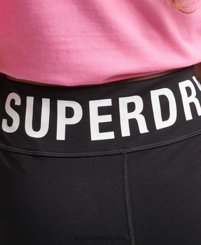 Superdry облекло N00H3123 черен Жени велосипедни шорти с еластично лого