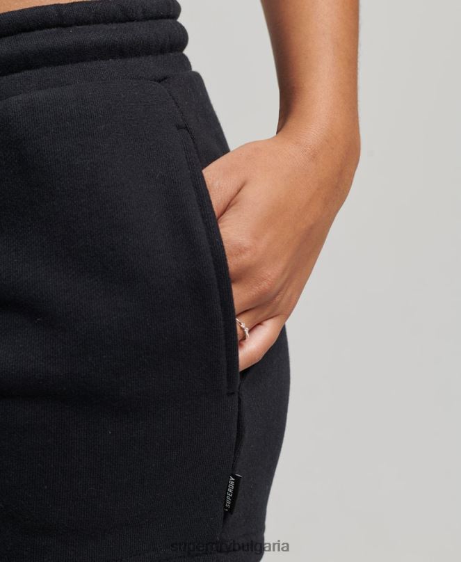 Superdry облекло N00H3125 черен Жени винтидж шорти от трико с бродирано лого