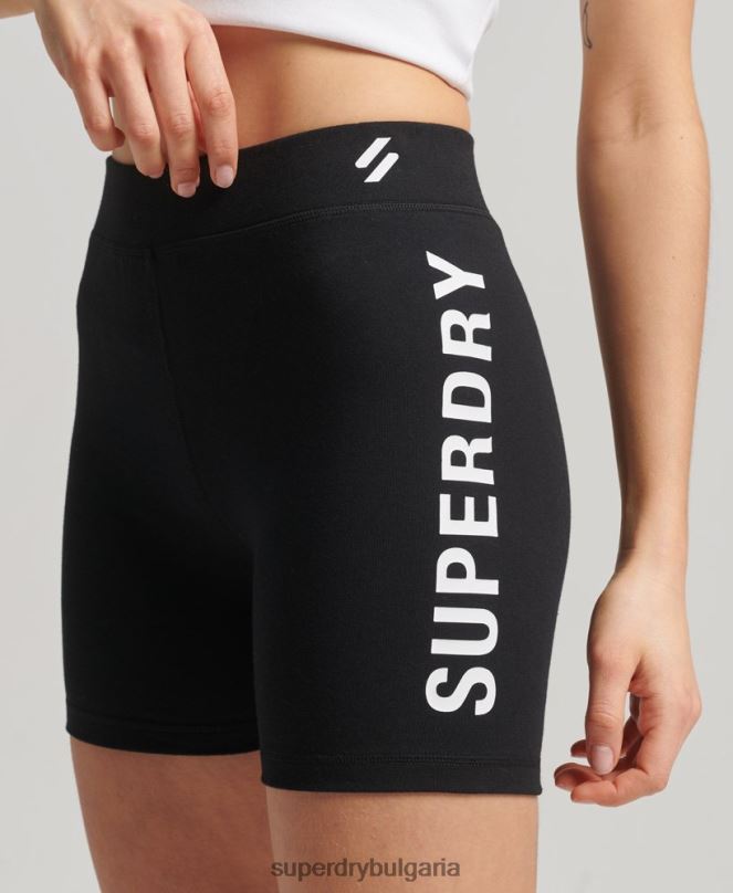 Superdry облекло N00H3127 черен Жени шорти за спортни велосипеди с кодово ядро