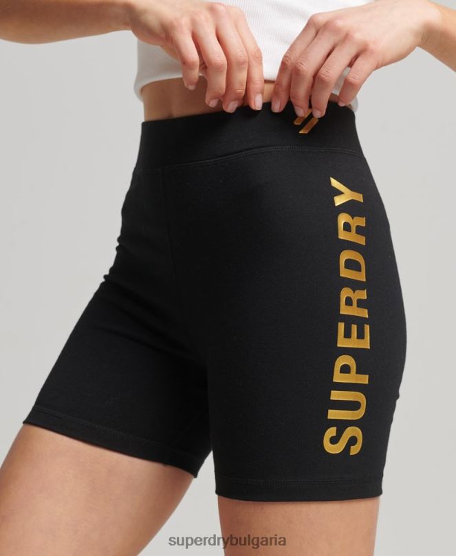 Superdry облекло N00H3133 черен Жени шорти за спортни велосипеди с кодово ядро