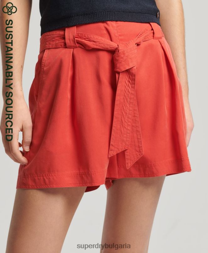 Superdry облекло N00H3138 червен Жени шорти paperbag