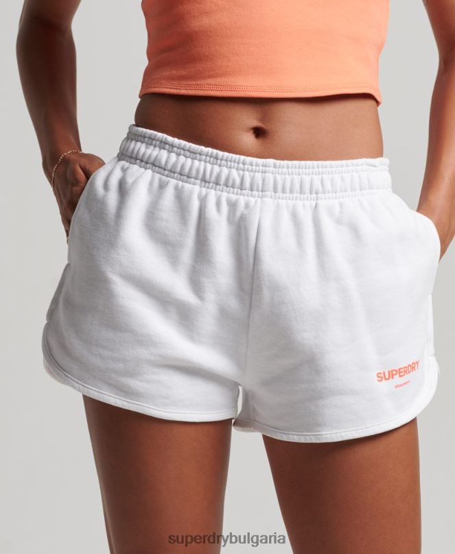 Superdry облекло N00H3141 бяло Жени основни спортни къси панталони