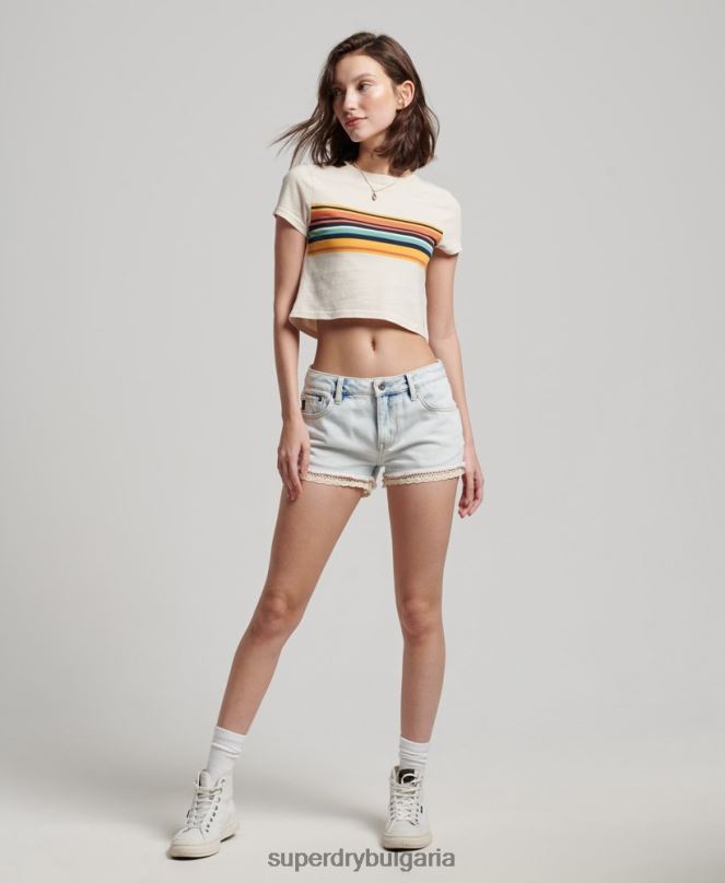 Superdry облекло N00H3144 светло синьо Жени горещи дънкови шорти
