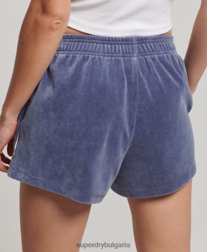 Superdry облекло N00H3145 син Жени шорти от велур с лого