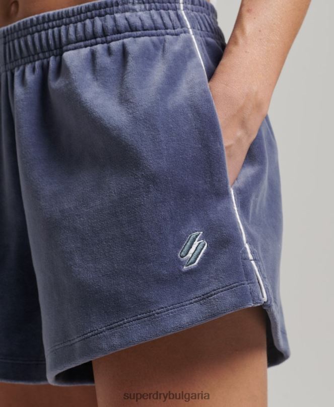 Superdry облекло N00H3145 син Жени шорти от велур с лого