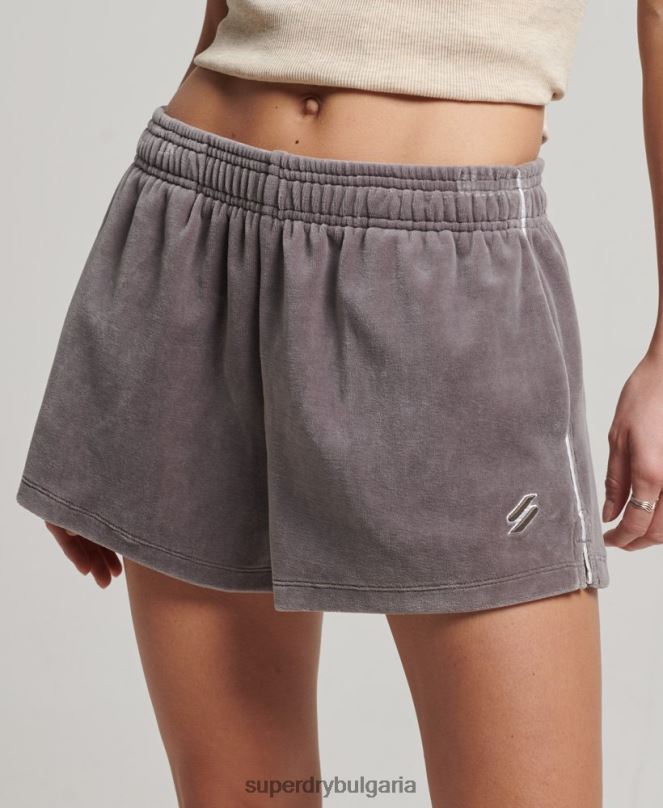Superdry облекло N00H3146 сиво Жени шорти от велур с лого