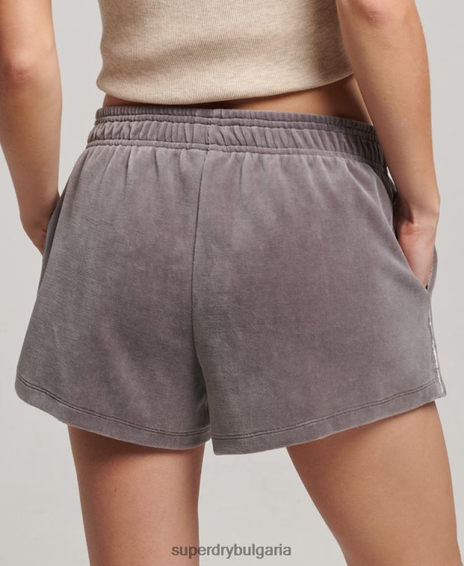 Superdry облекло N00H3146 сиво Жени шорти от велур с лого