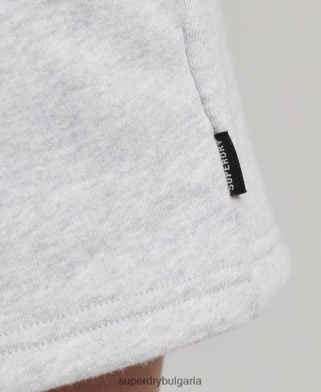 Superdry облекло N00H3153 светло сив Жени къси панталони от трико с ретро лого от органичен памук