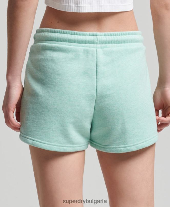 Superdry облекло N00H3156 зелено Жени къси панталони от трико с ретро лого от органичен памук