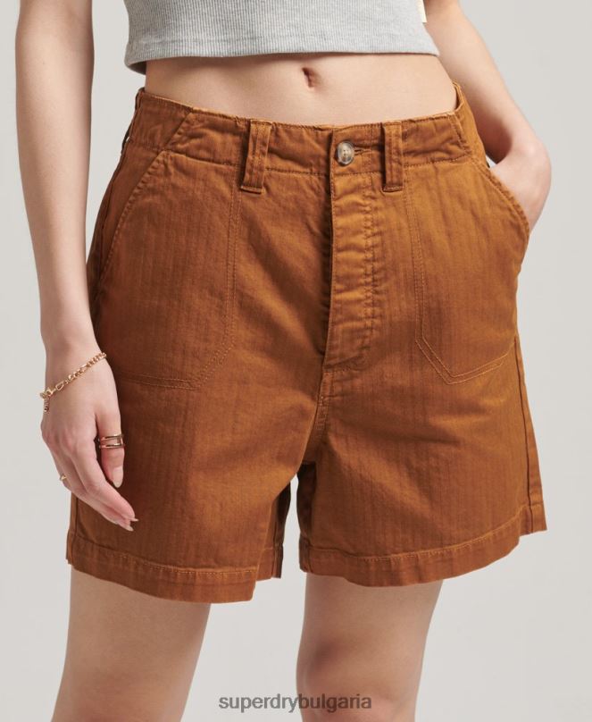 Superdry облекло N00H3159 тен Жени винтидж практични шорти