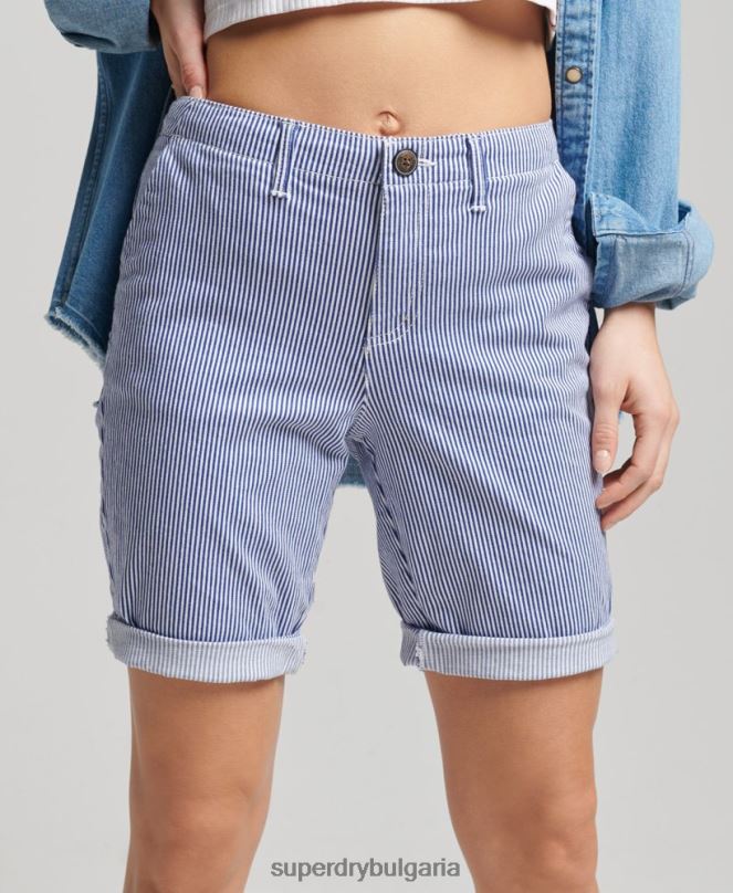 Superdry облекло N00H3161 военноморски флот Жени градски чино шорти
