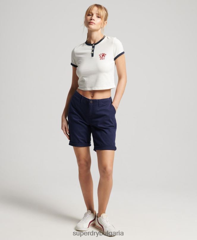 Superdry облекло N00H3163 военноморски флот Жени градски чино шорти