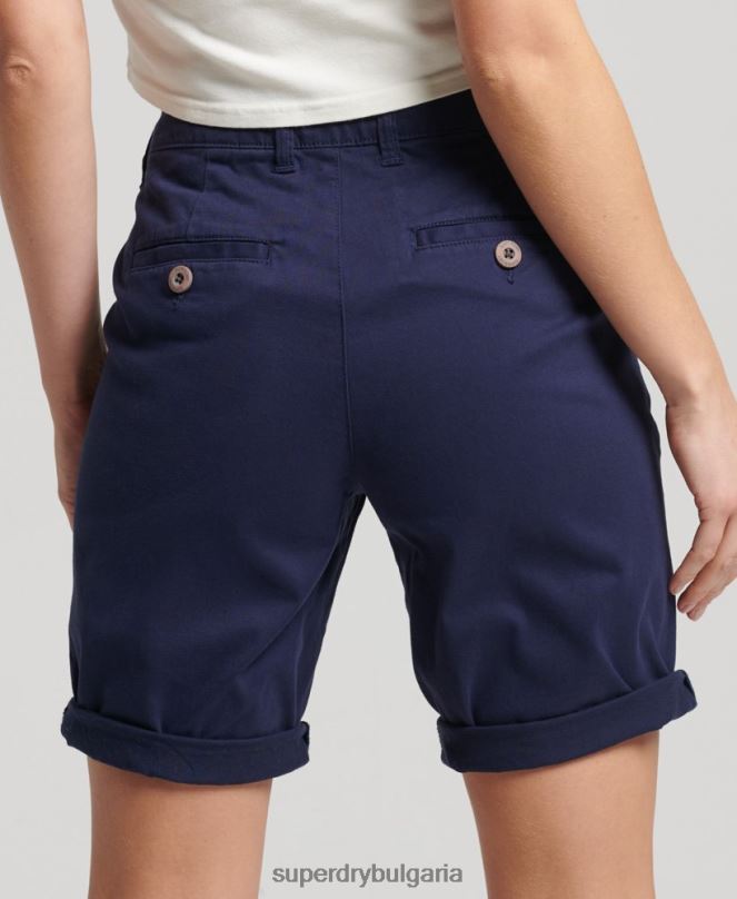Superdry облекло N00H3163 военноморски флот Жени градски чино шорти