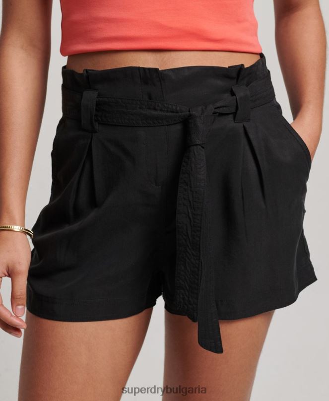 Superdry облекло N00H3164 черен Жени шорти paperbag