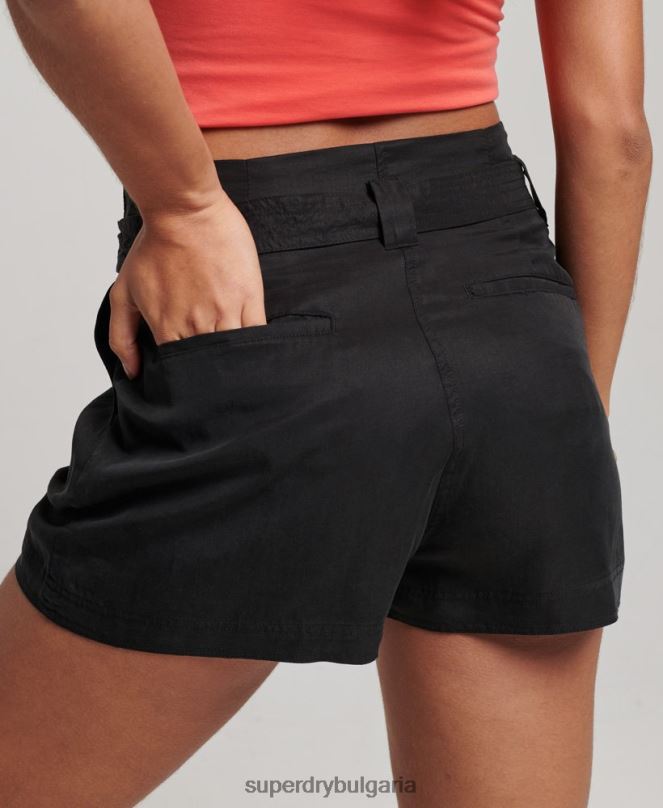 Superdry облекло N00H3164 черен Жени шорти paperbag