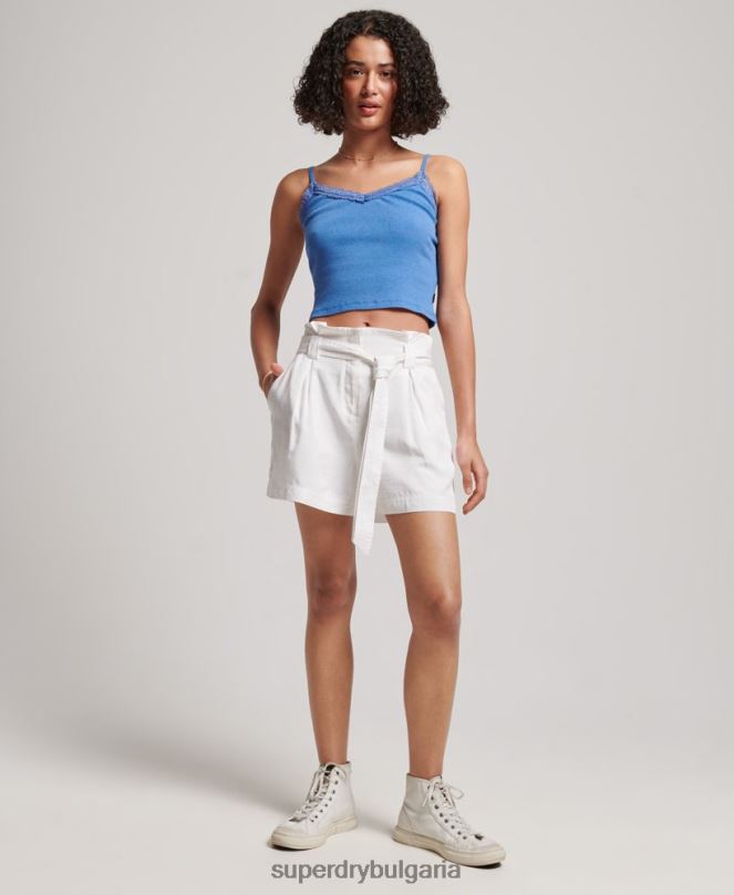 Superdry облекло N00H3168 бяло Жени шорти paperbag