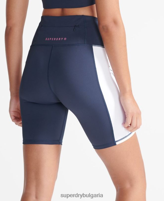 Superdry облекло N00H3173 военноморски флот Жени тренировъчни шорти за велосипед със заключване
