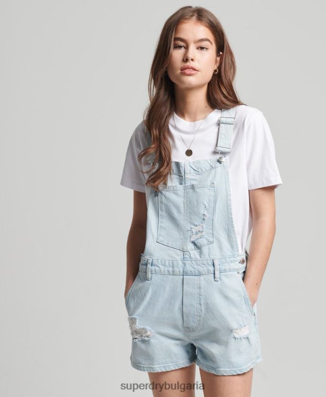 Superdry облекло N00H4099 светло синьо Жени винтидж къси панталони