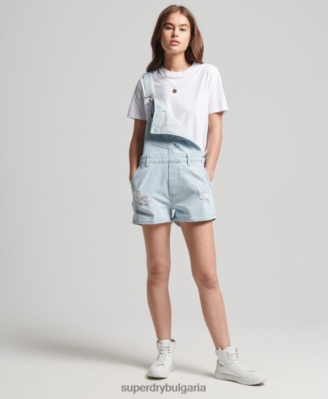 Superdry облекло N00H4099 светло синьо Жени винтидж къси панталони