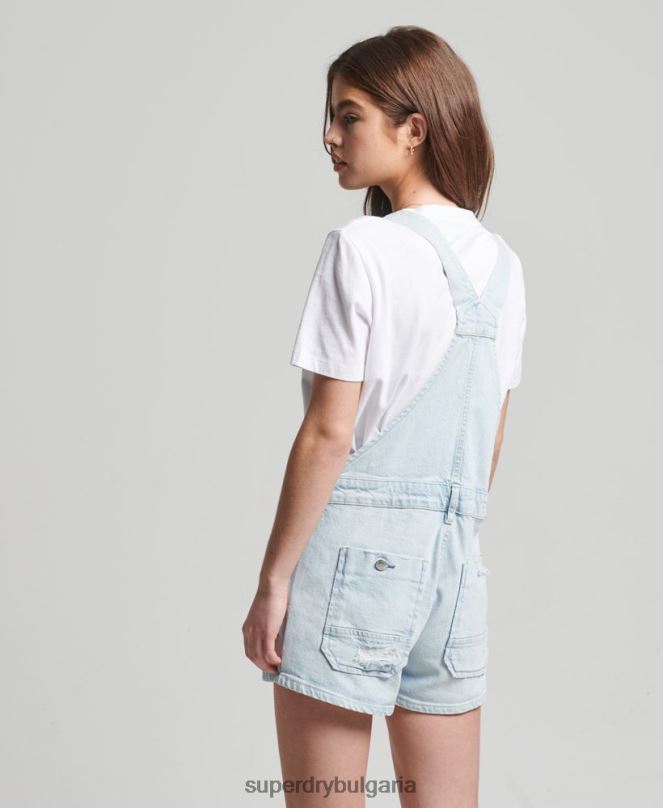 Superdry облекло N00H4099 светло синьо Жени винтидж къси панталони