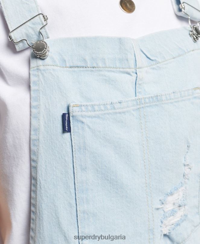 Superdry облекло N00H4099 светло синьо Жени винтидж къси панталони