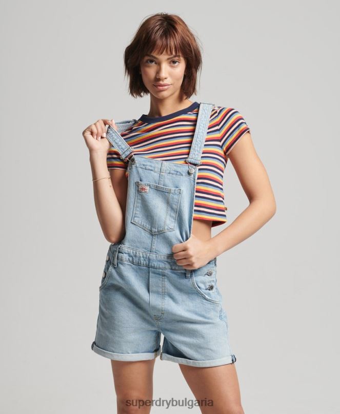 Superdry облекло N00H4102 светло синьо Жени удобни къси панталони
