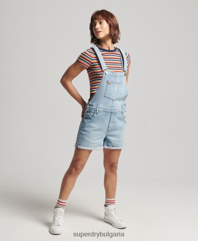 Superdry облекло N00H4102 светло синьо Жени удобни къси панталони