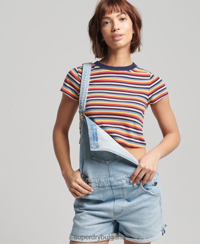 Superdry облекло N00H4102 светло синьо Жени удобни къси панталони