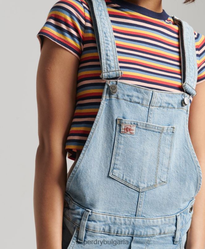 Superdry облекло N00H4102 светло синьо Жени удобни къси панталони