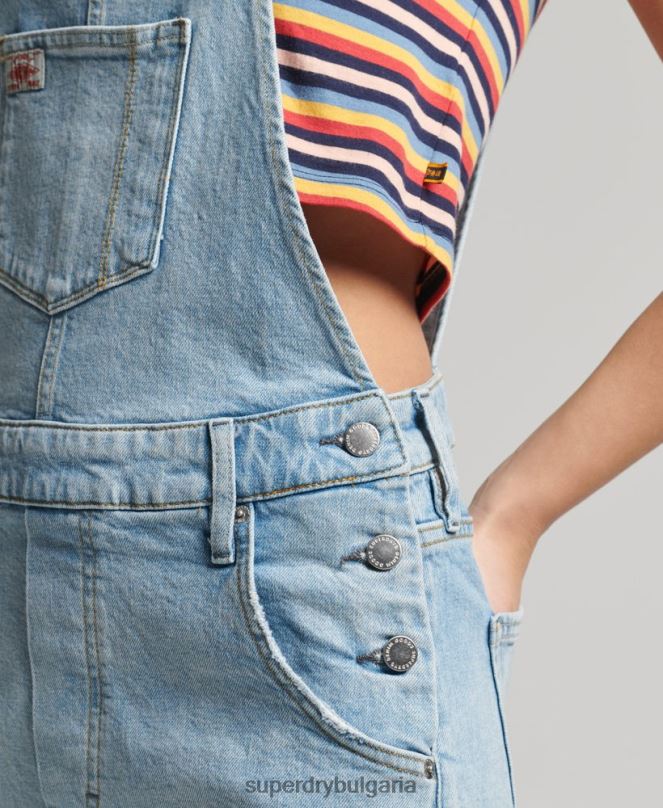 Superdry облекло N00H4102 светло синьо Жени удобни къси панталони