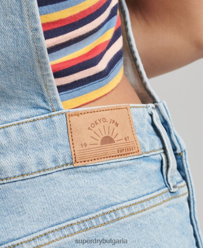 Superdry облекло N00H4102 светло синьо Жени удобни къси панталони